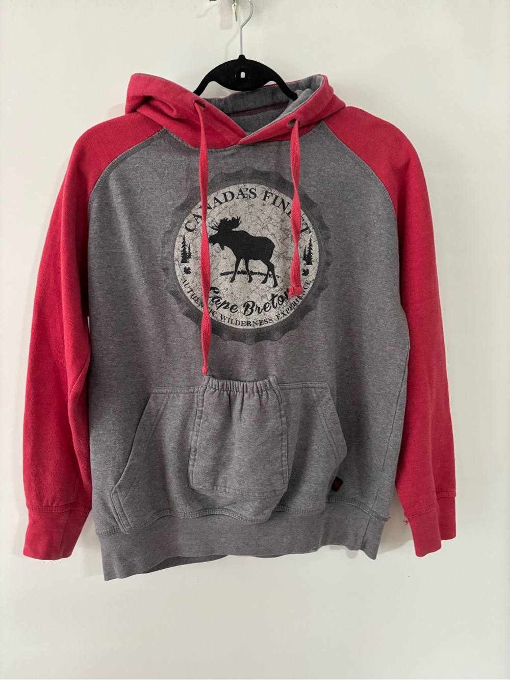 Cape Breton N.S. Women's Heather Gray and washed red Moose Graphic Hoodie